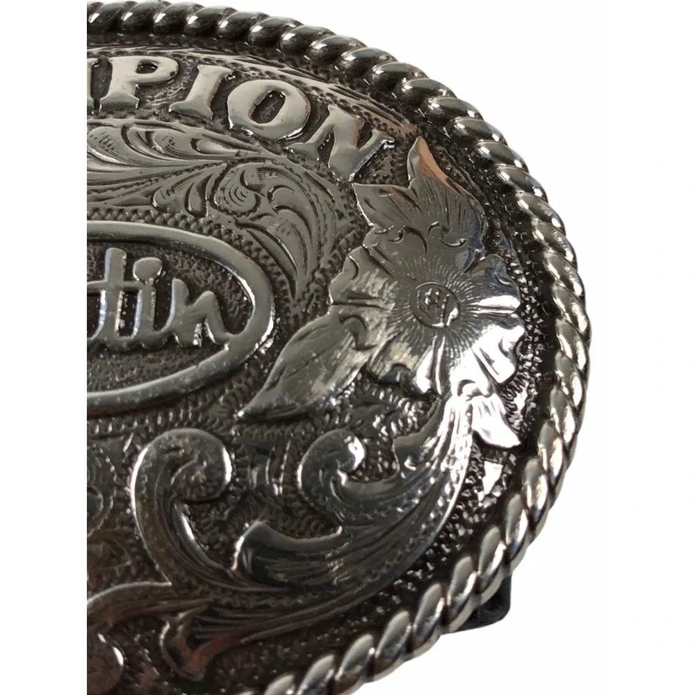 Justin Kids Champion Black Tooled Belt 811BK Black Top Grain Cowhide Made in USA